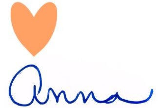 An orange heart and Anna handwritten below it.