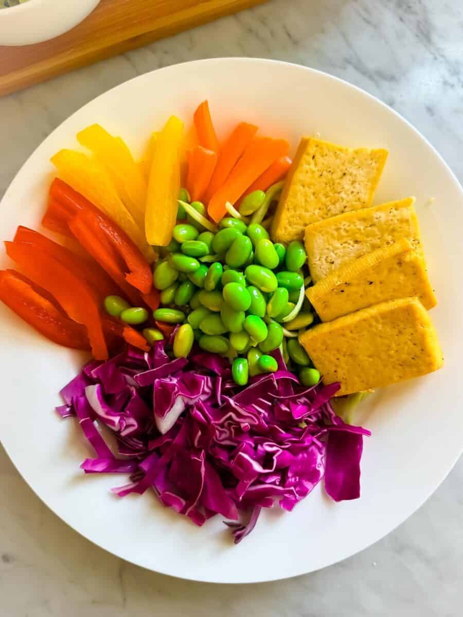 Veggies and tofu in a bowl