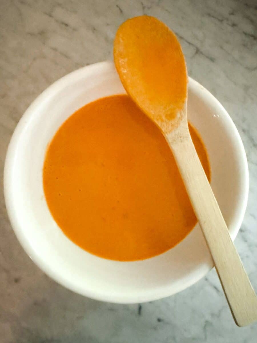 Wet ingredients for Kodiak Pumpkin Pancakes mixed together.