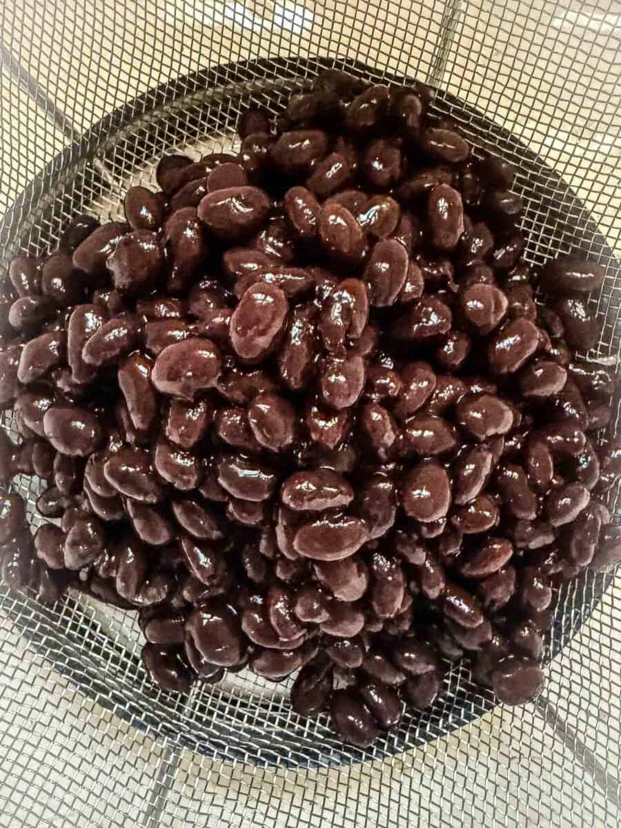 Black beans in a colander